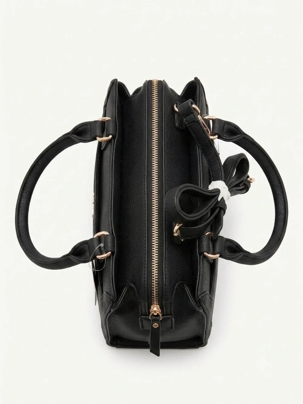 Rosetti Black Pebble Satchel with Gold Hardware